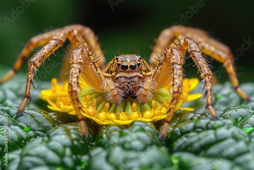 A Close-Up of a Spider on a Yellow Flower