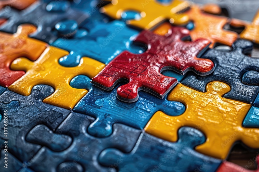 A Close-Up View of Interlocking Puzzle Pieces A Close-Up View of Interlocking Puzzle Pieces