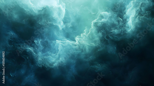 Abstract Background - Teal and Dark Blue Swirling Clouds