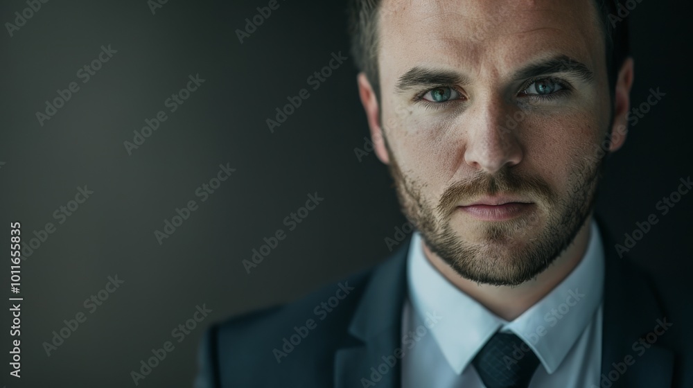 A serious, sharp-dressed man with intense eyes stares into the camera, embodying confidence and determination in a dimly lit, dramatic setting. A serious, sharp-dressed man with intense eyes stares into the camera, embodying confidence and determination in a dimly lit, dramatic setting.