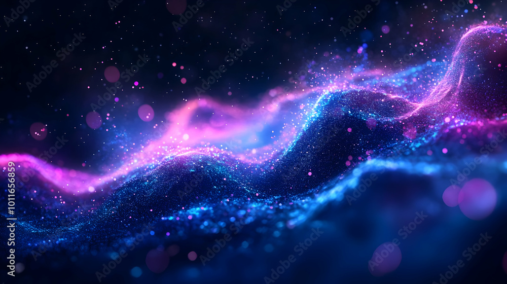 Fototapeta premium Abstract 3D Background With Blue And Pink Glowing Particles