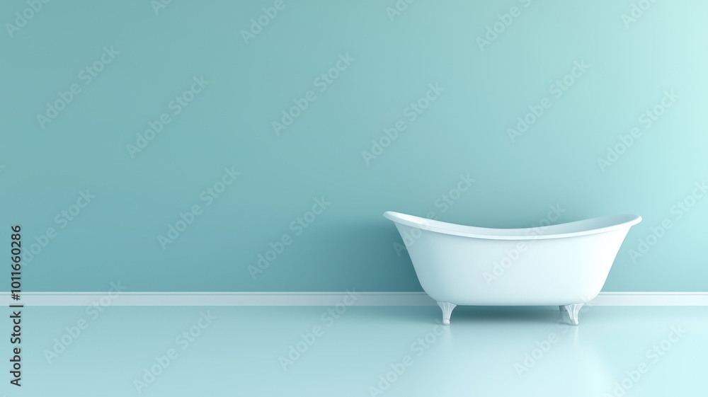 Bright Blue Bathroom with Classic White Tub Bright Blue Bathroom with Classic White Tub