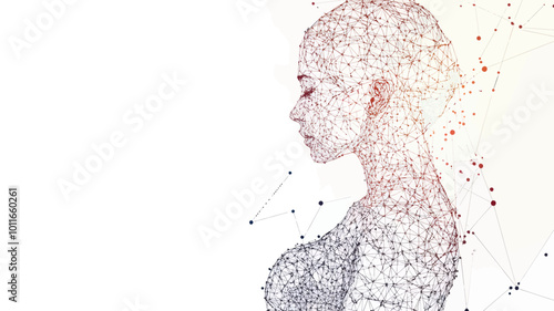 Abstract Low Poly Pregnant Woman Side View with Embryo Medical Concept Minimalist Wireframe Vector Illustration
