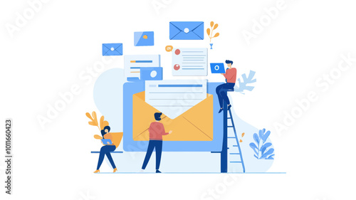 Email Scheduler and Queue Management Flat Design Concept Vector Illustration - Streamline Communications, Task Automation, and Efficient Workflow