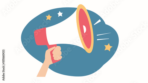 Hand Holding Megaphone Vector Illustration Concept of Feedback, Communication, Announcement, and Public Speaking for Business and Social Media