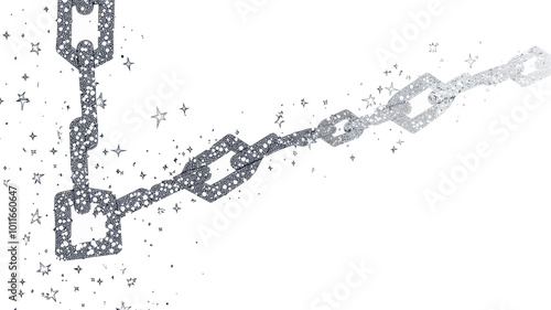 Abstract Geometric Chain Breaking with Starry Sky and Universe Background, Freedom Concept in Minimalist Vector Style