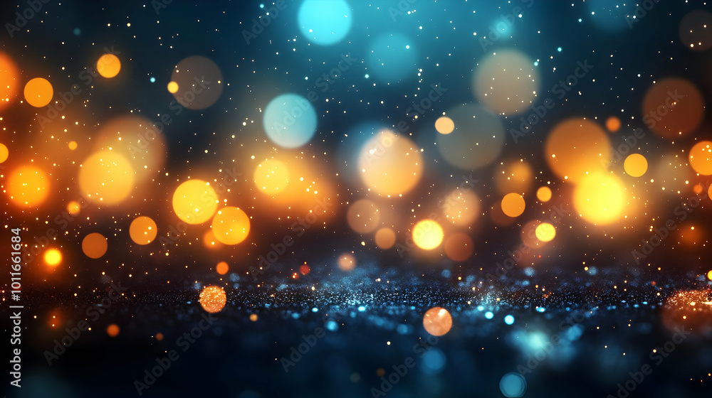 Abstract Blue and Gold Bokeh Background with Sparkles Abstract Blue and Gold Bokeh Background with Sparkles