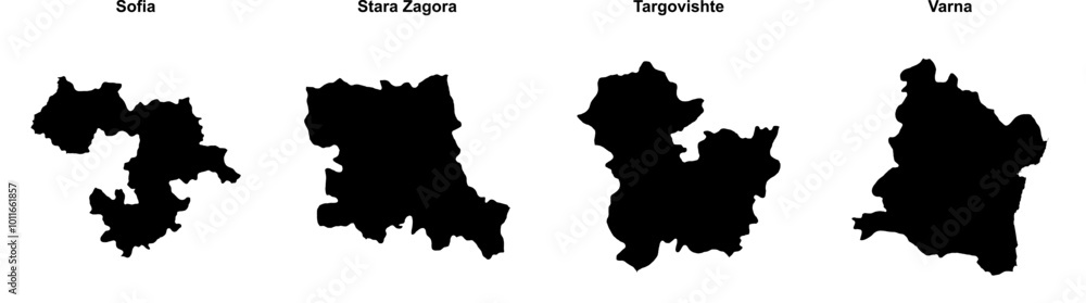 Sofia, Stara Zagora, Targovishte, Varna outline maps Sofia, Stara Zagora, Targovishte, Varna outline maps