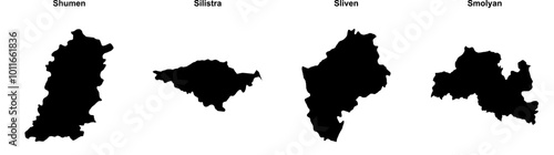 Shumen, Silistra, Sliven, Smolyan outline maps
