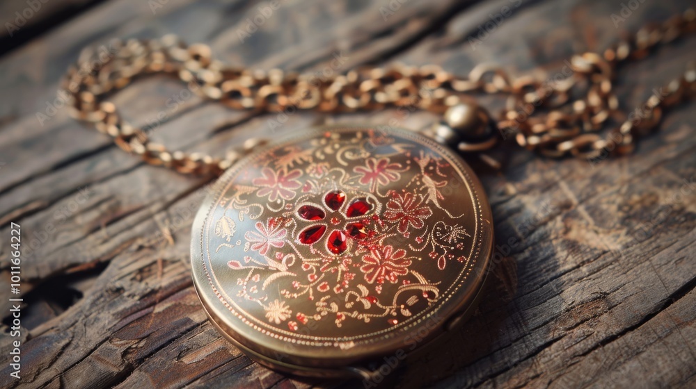 An ornate bronze pocket watch with floral patterns rests on rustic wood, exuding vintage charm and timeless elegance in every delicate detail. An ornate bronze pocket watch with floral patterns rests on rustic wood, exuding vintage charm and timeless elegance in every delicate detail.