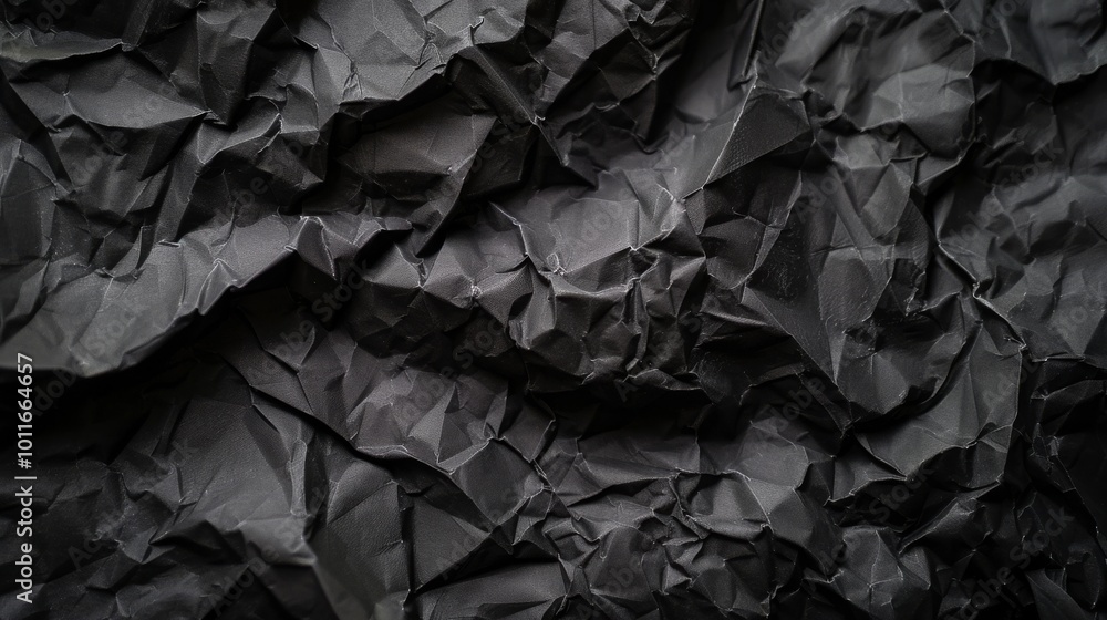 A close-up of crumpled black paper, with intricate creases and textures, creating a dramatic visual and evoking feelings of complexity and depth. A close-up of crumpled black paper, with intricate creases and textures, creating a dramatic visual and evoking feelings of complexity and depth.