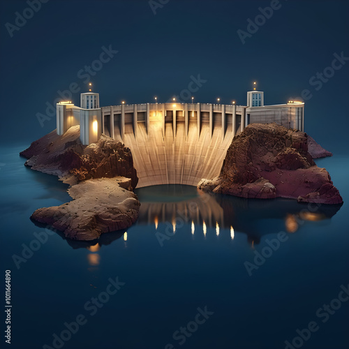 dam at night, generative ai