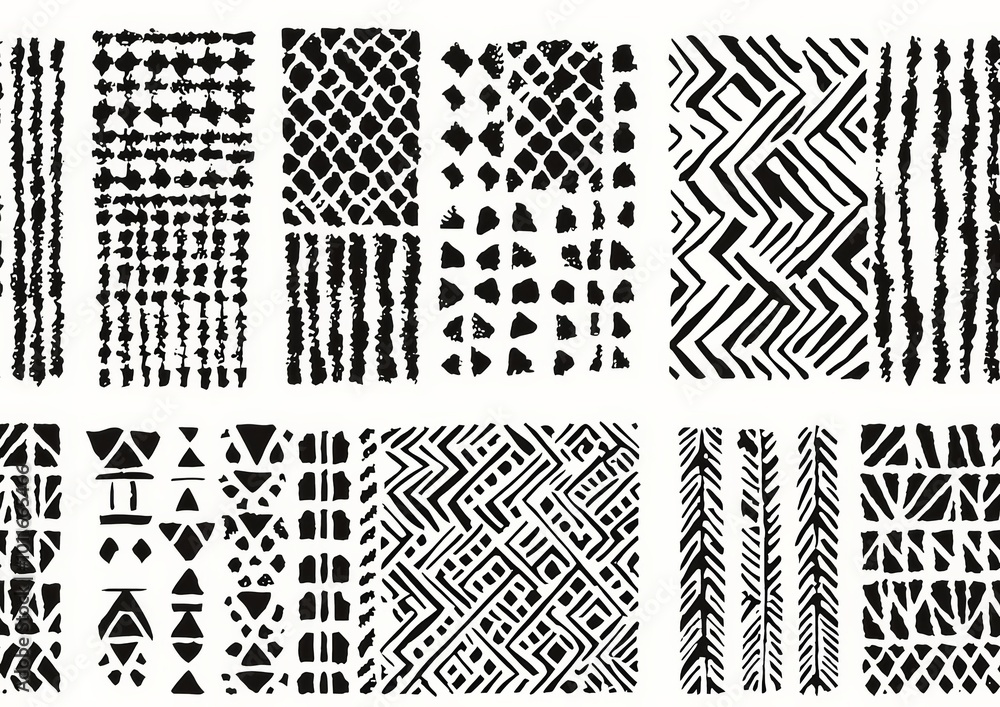 Fototapeta premium Set of 8 primitive geometric patterns collection