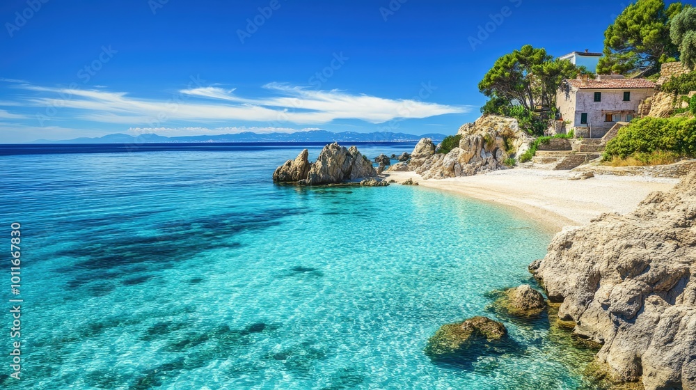 A serene view of the European sea, with clear blue waters and no fish, leaving room for text. A serene view of the European sea, with clear blue waters and no fish, leaving room for text.