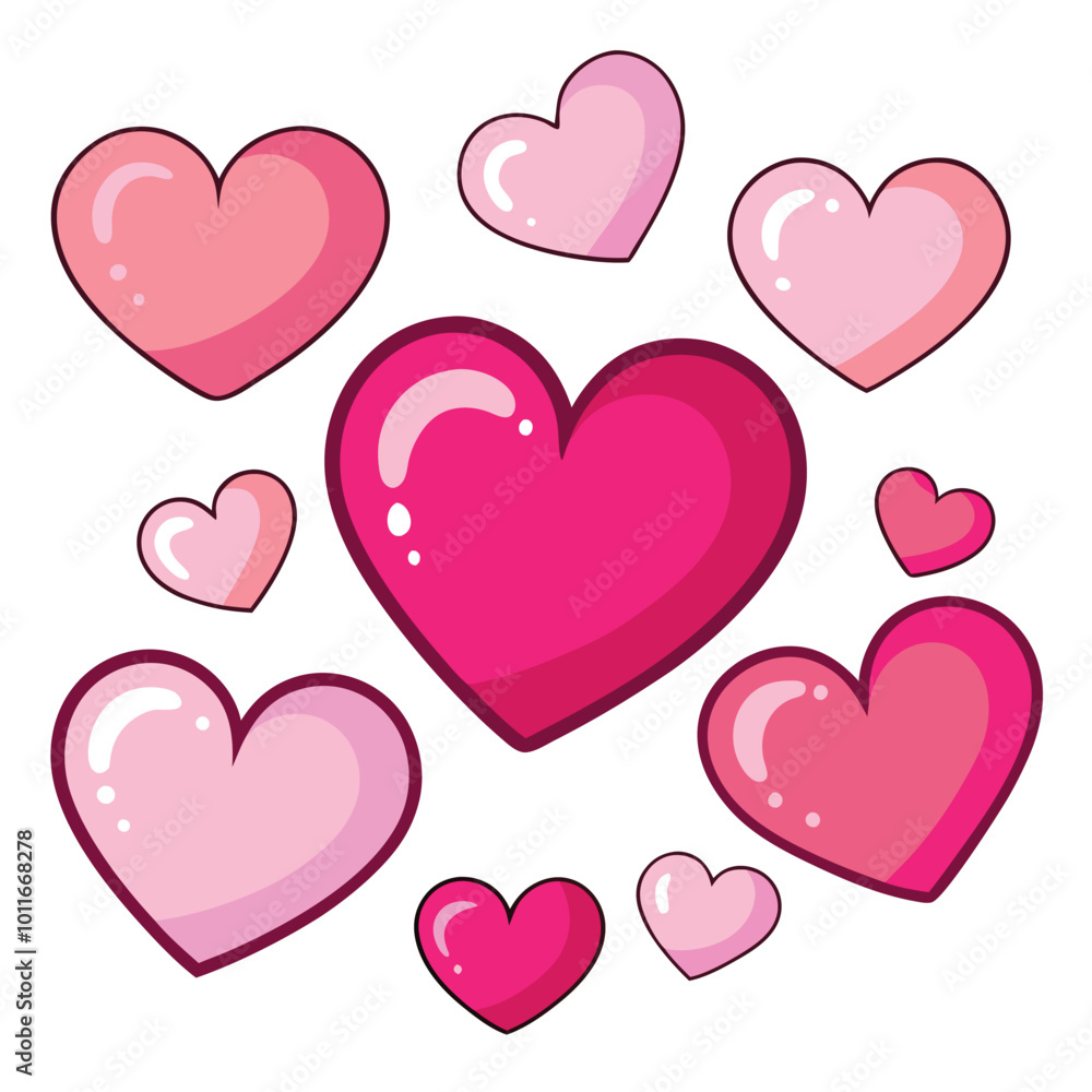 Heart shape design set, A set of red color heart of various shapes vector illustration design. Heart shape design set, A set of red color heart of various shapes vector illustration design.
