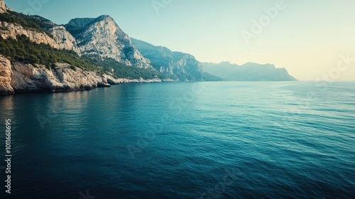 A stunning view of the sea below Europe, calm waters with copy space for captions or messages.