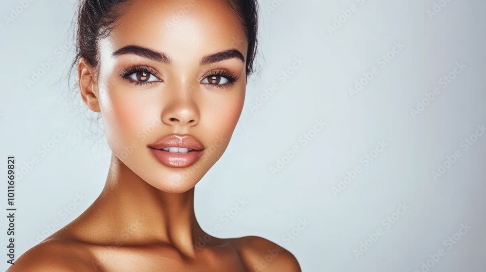 Radiant Natural Beauty: Portrait of Young Woman with Flawless Skin Radiant Natural Beauty: Portrait of Young Woman with Flawless Skin