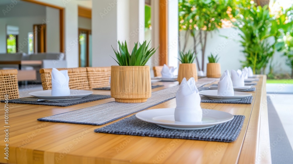 Modern Dining Table with Elegant Decorations Modern Dining Table with Elegant Decorations