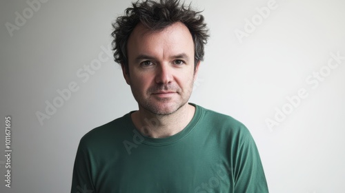 Casual Middle-Aged Man Portrait on Neutral Background