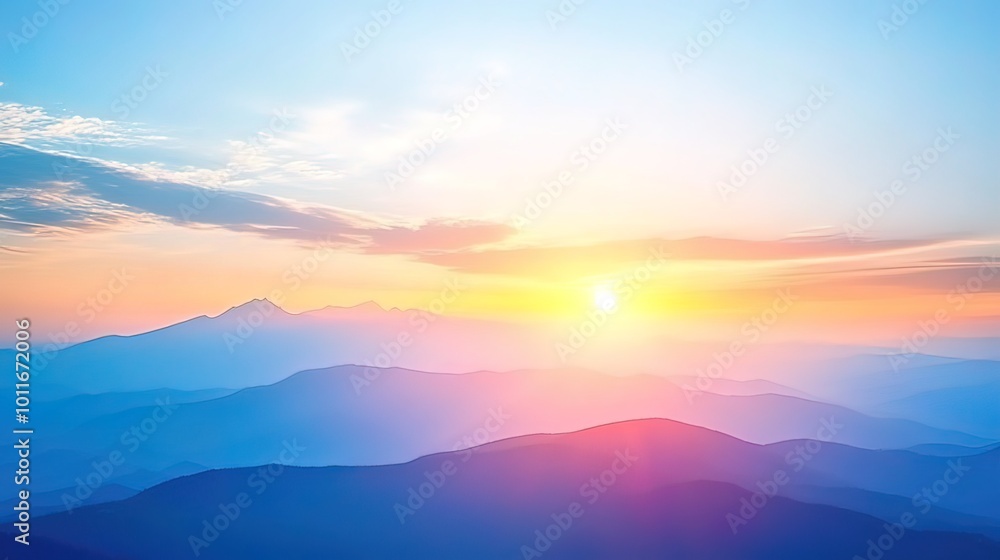 Colorful Sunset over Misty Mountains Colorful Sunset over Misty Mountains