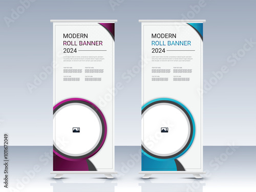 Modern roll up banner template design, pull up design, modern x-banner design