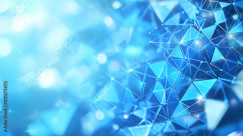 vibrant blue abstract background featuring interconnected geometric shapes and glowing points of light, perfect for technology and digital themes