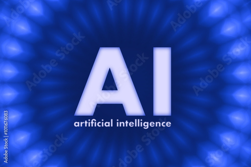 Ai artificial intelligence on blue bokeh background