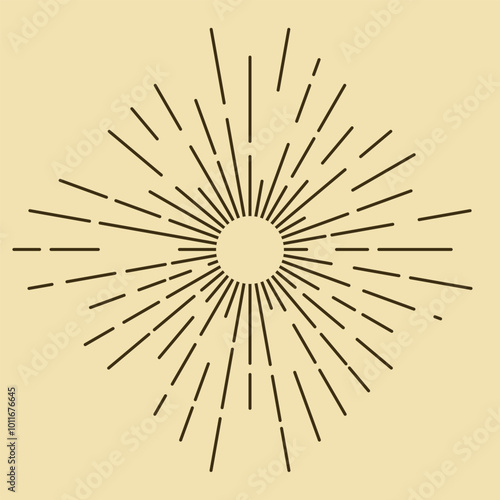 Vintage Retro Sunburst Starburst Sunbeam Spark Line Art Texture Decoration Abstract Vector Frame Element. photo