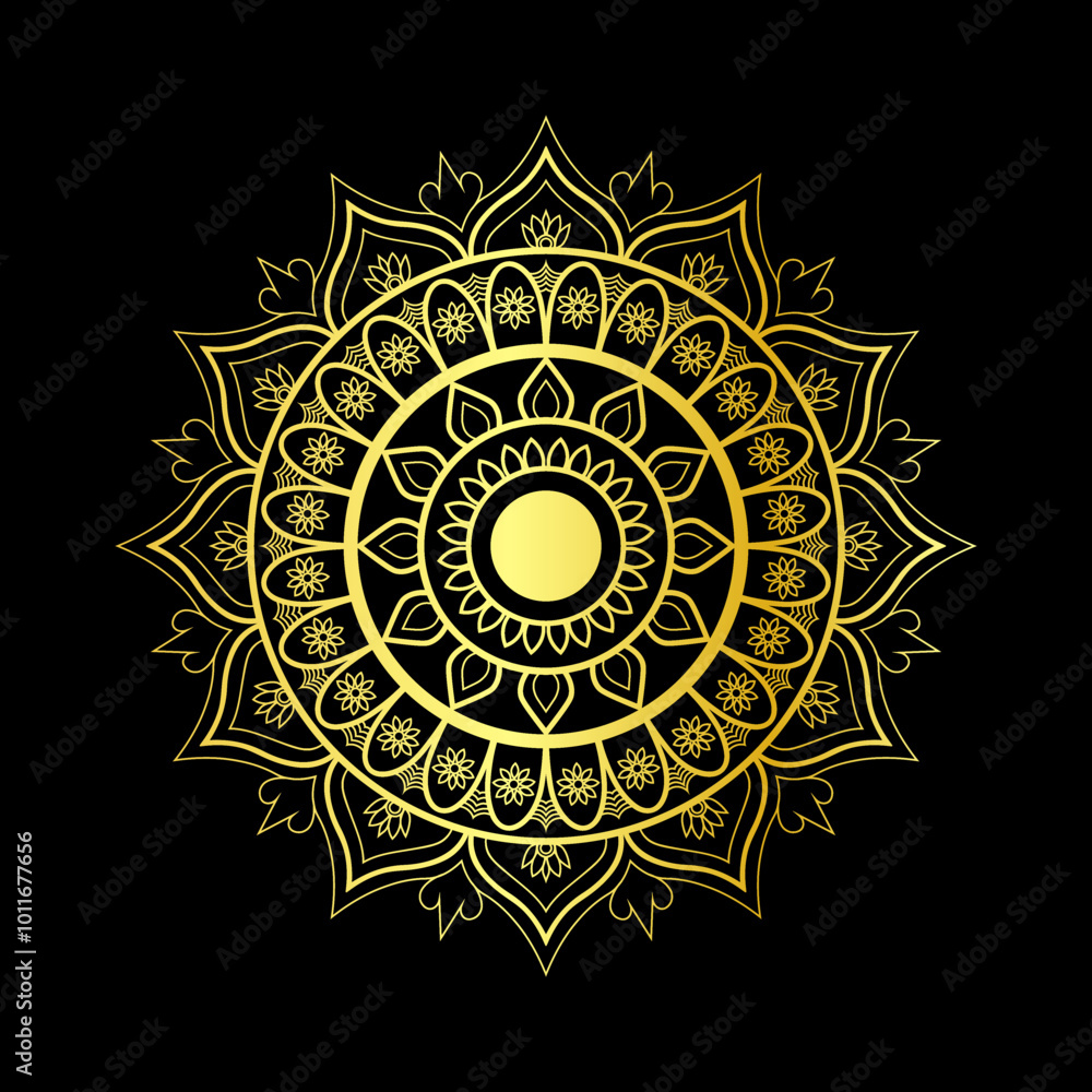 Naklejka premium Gold Color Mandala Design