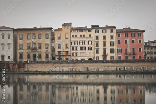 Palaces on the river in Pisa, Tuscany