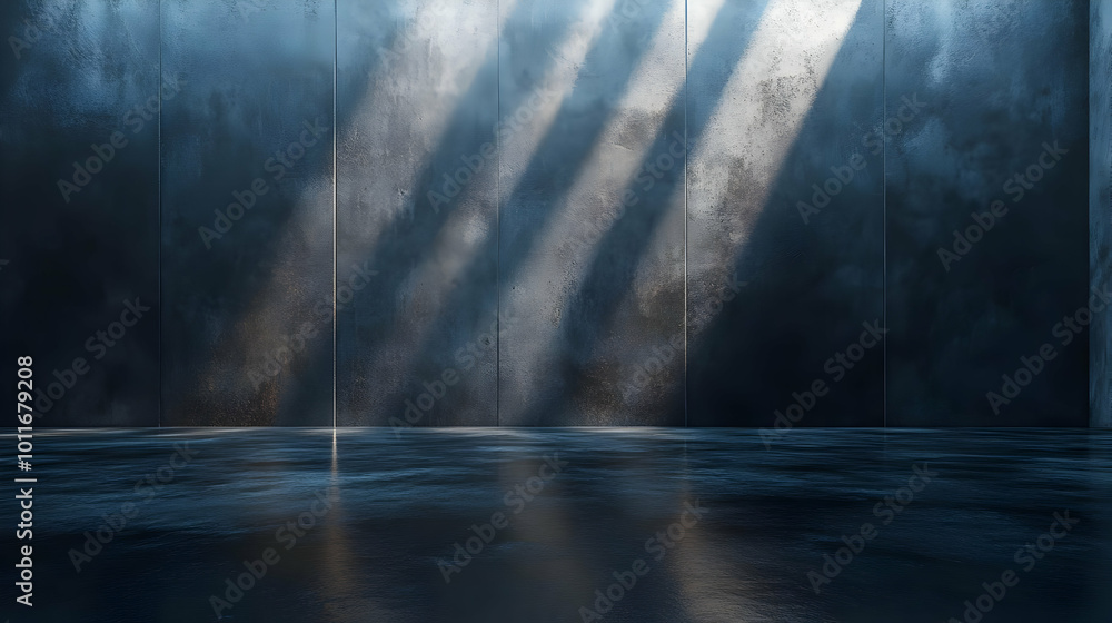 Dark Concrete Wall with Light Rays 3D Illustration Dark Concrete Wall with Light Rays 3D Illustration