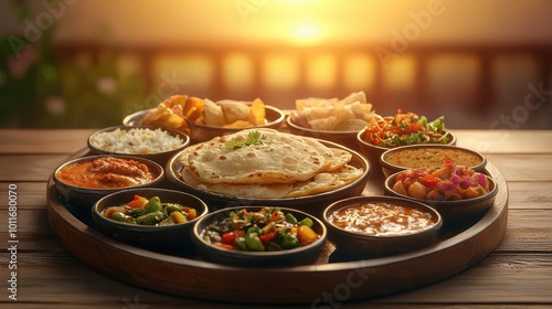 Fototapeta Naklejka Na Ścianę i Meble -  Indian Thali with various dishes
