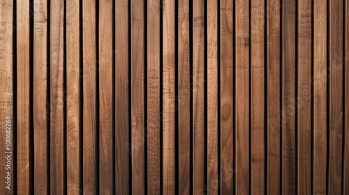 A minimalist wooden slat wall showcases rich textures and warm hues, offering a modern, natural aesthetic.