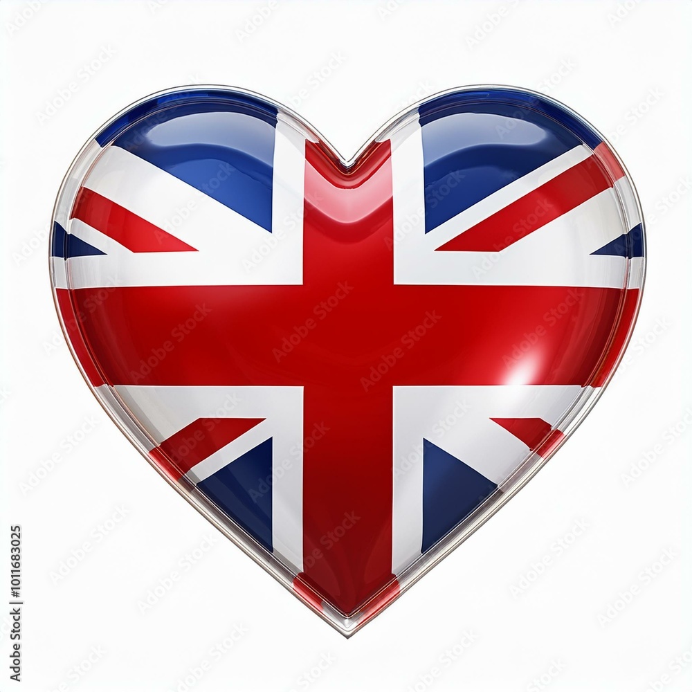 Obraz premium イギリスの国旗のハート(Heart of United Kingdom flag on white.) 