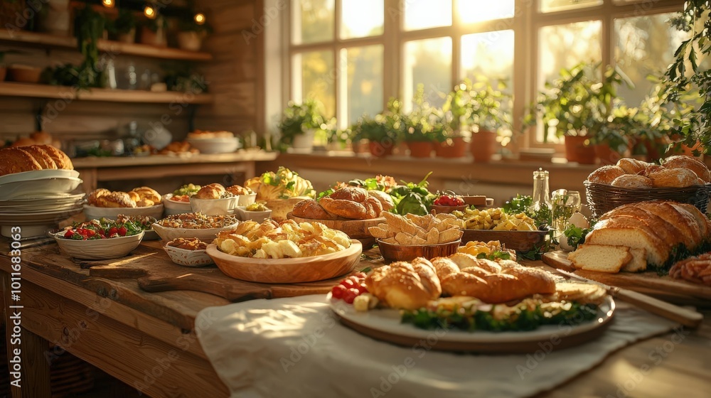 Detail Realistic Traditional Swedish smorgasbord Detail Realistic Traditional Swedish smorgasbord
