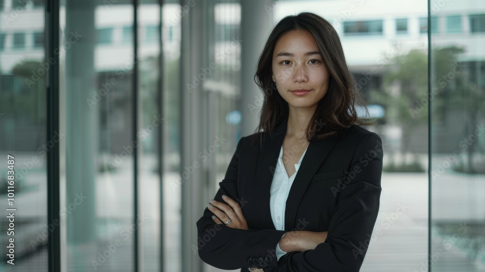 A confident professional stands with arms crossed against a sleek, modern urban backdrop, exuding authority and composure. A confident professional stands with arms crossed against a sleek, modern urban backdrop, exuding authority and composure.