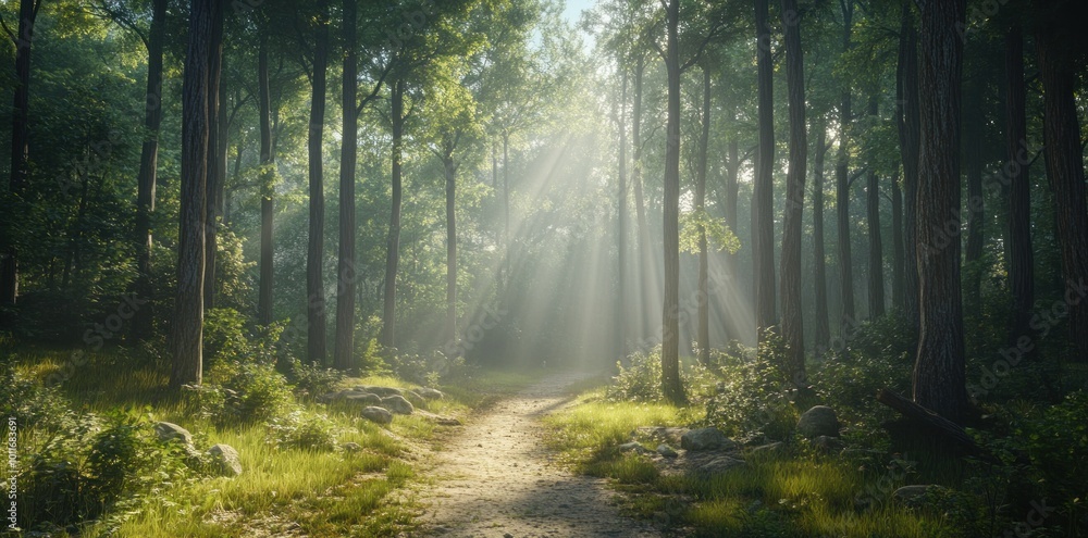 Sunlight Through Forest Trees
