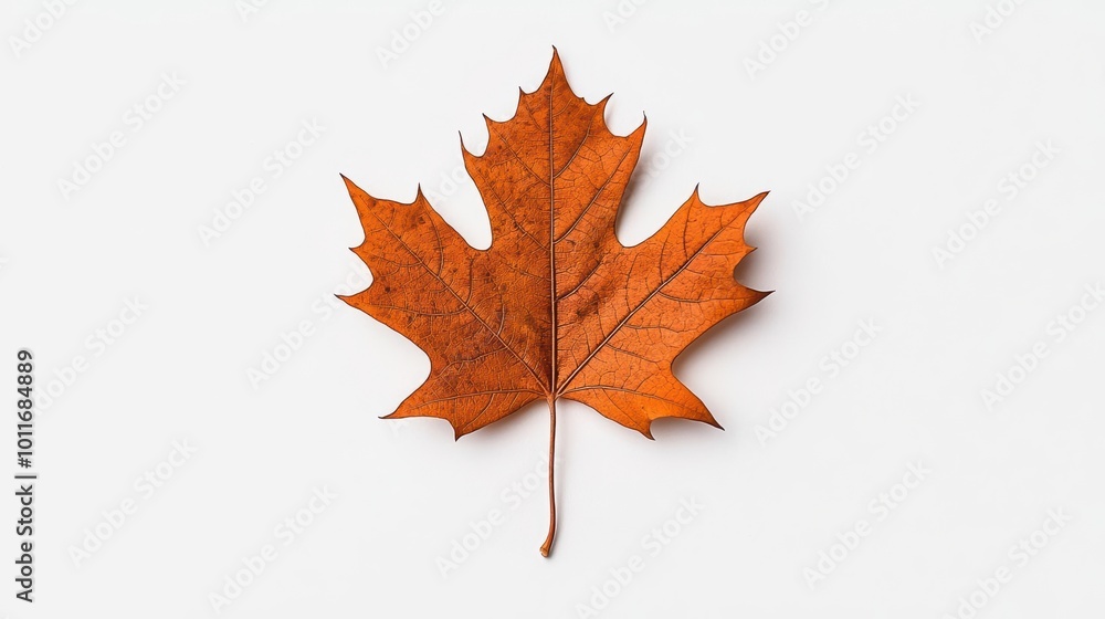 Fototapeta premium Brown maple leaf on a white isolated background.