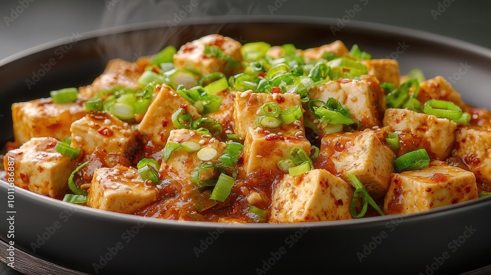 Steaming Mapo Tofu with Green Onions Steaming Mapo Tofu with Green Onions