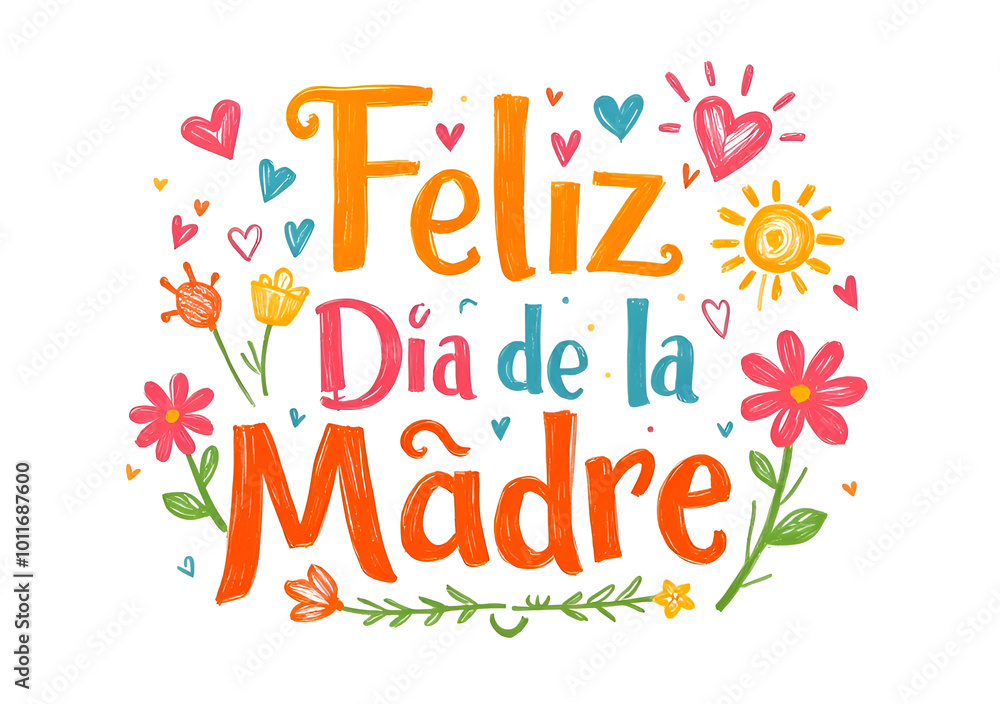 Fototapeta premium Cute Vibrant Mother's Day Greeting