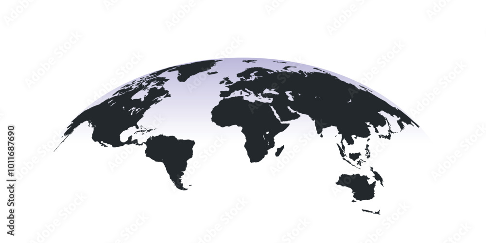 Naklejka premium World Map. Spherical Curved World Map. World map globe isolated. Vector illustration