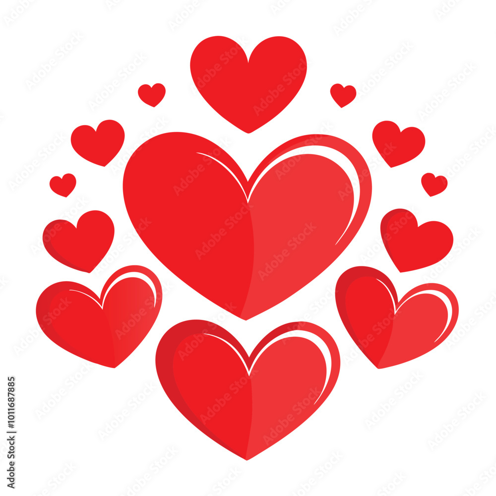 Heart shape design set, A set of red color heart of various shapes vector illustration design.