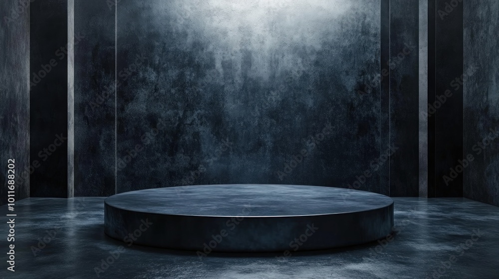 Minimalist Concrete Platform in a Dark Room Minimalist Concrete Platform in a Dark Room