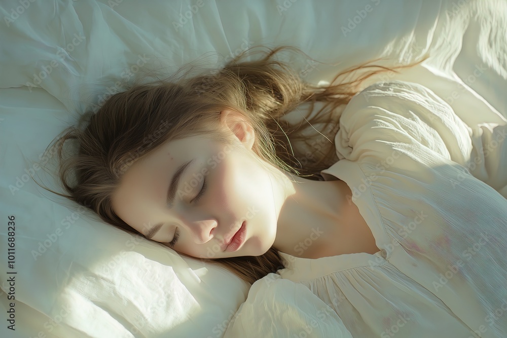 A serene moment of rest in a sunlit bedroom A serene moment of rest in a sunlit bedroom