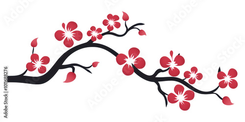 PNG Cherry blossom flower plant line.