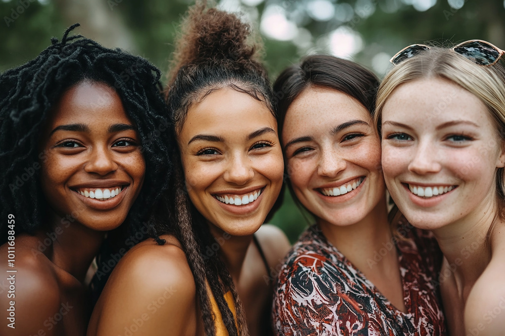 Fototapeta premium portrait of a group of friends smiling
