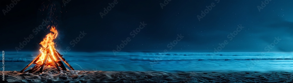 Hand-drawn retro-style bonfire on the beach, warm, nostalgic tones capturing a summer night under the stars Hand-drawn retro-style bonfire on the beach, warm, nostalgic tones capturing a summer night under the stars