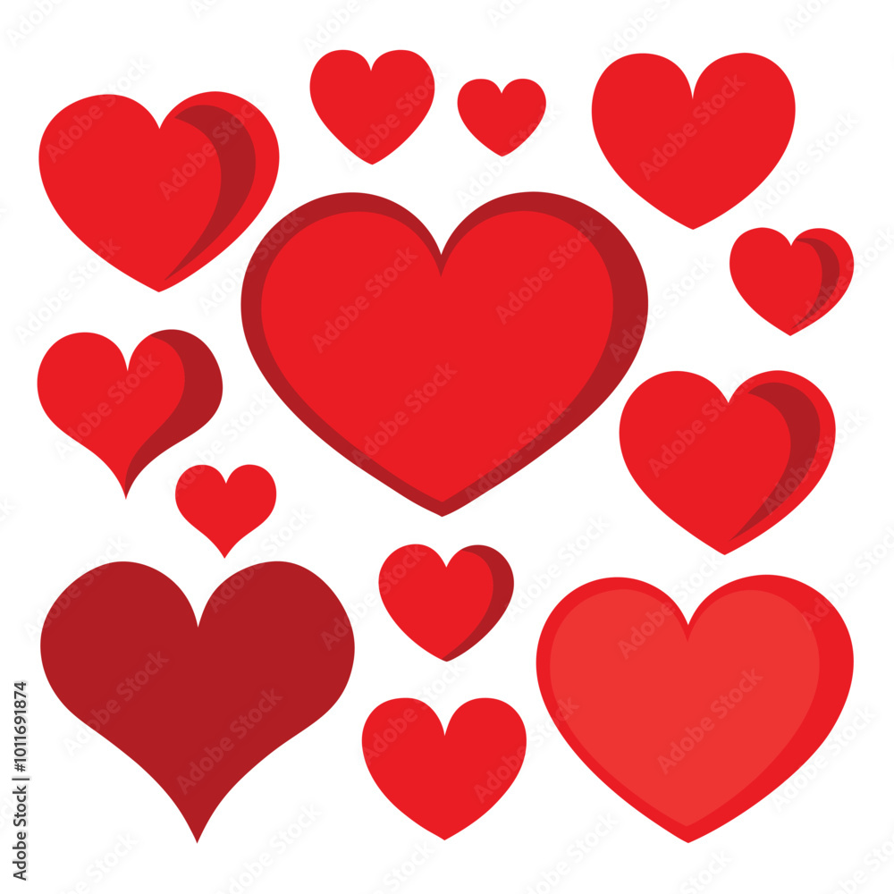Heart shape design set, A set of red color heart of various shapes vector illustration design. Heart shape design set, A set of red color heart of various shapes vector illustration design.