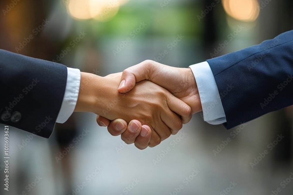 Close up of Business people shaking hands, finishing up meeting, business etiquette, congratulation, merger and acquisition concept, Generative AI Close up of Business people shaking hands, finishing up meeting, business etiquette, congratulation, merger and acquisition concept, Generative AI