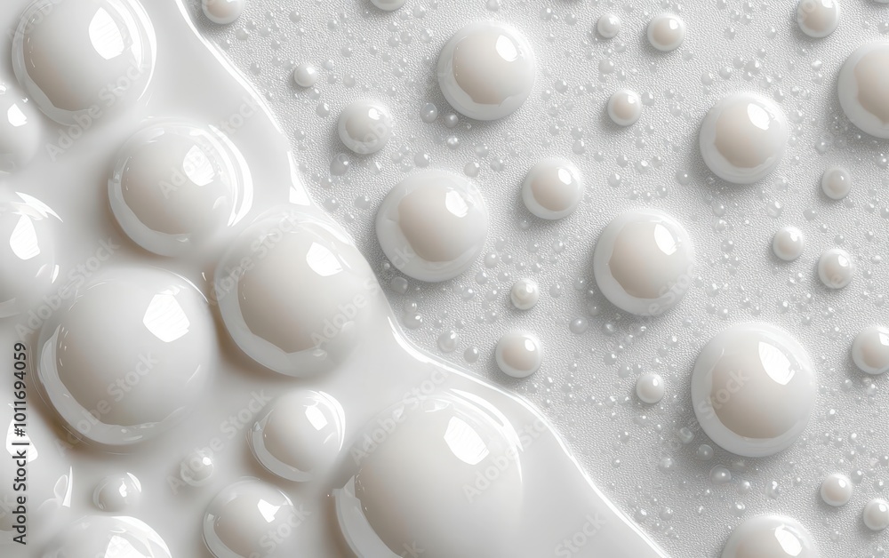 White bubbles on a smooth surface with a clean and modern aesthetic. White bubbles on a smooth surface with a clean and modern aesthetic.